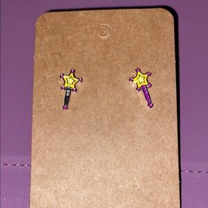 Yellow and Purple Star Trail Jewelry Earrings